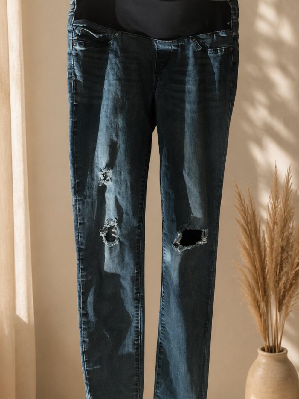 Levi Strauss Signature Gold Maternity Skinny Jeans Distressed Blue Size S 155/64